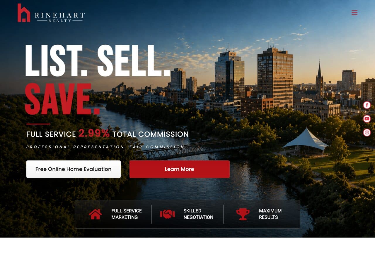 Rinehart Realty website, Real estate, built by Launch & Found in London Ontario